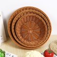 thumbnail image 4 of Bread Basket Rattan Storage Basket Woven  Severing Tray Food Box With Handles For Breakfast Platters Plate, 4 of 5
