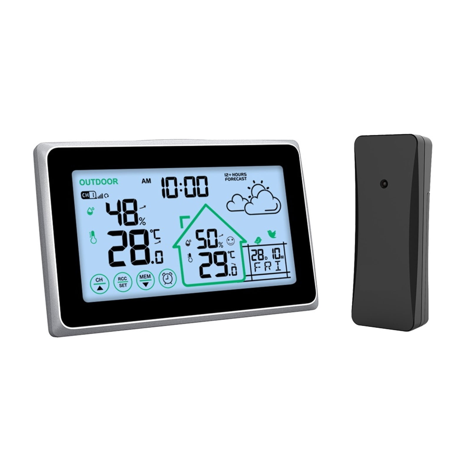 Wireless Weather Station Digital DCF Radio-Controlled Wall Clock In/Outdoor Thermometer Hygrometer Trend Forecast Sensor ,Excellent Visual Experience