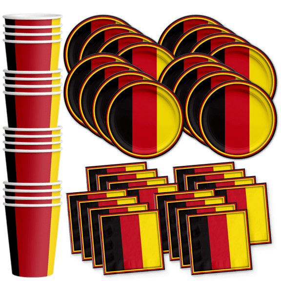 Germany German Flag Birthday Party Supplies Set Plates Napkins Cups Tableware Kit for 16