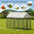 thumbnail image 2 of Pet Playpen Large Dog Kennel Outdoor Pet Pens Dogs Run Enclosure Animal Hutch Metal Coop Fence with Roof Cover. 7.94'L x 4.13'W x 5.95'H.,Dog Crate, 2 of 10