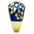 thumbnail image 5 of Womens Rings Blue Golden Flowers Stainless Steel Ring with Epoxy in Capri Blue, 5 of 5
