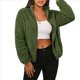 thumbnail image 3 of Cárdigan Holgado y Cálido de Larga para Mujer, con Cuello Alto de Felpa, Cremallera y Bolsillos. Verde L, 3 of 7