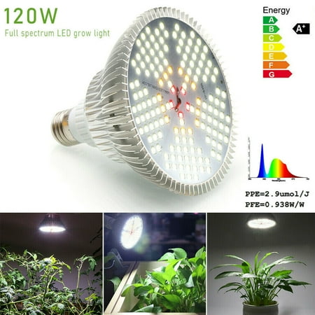 

120W LED Grow Light Bulbs Full Spectrum Grow Light for Hydroponic and Greenhouse Houseplant Flower Vegetable Growing (E27/E26 Base 150 LEDs)