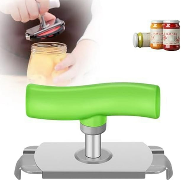 Abridor de Tarros para Manos Débiles Abridor de Tarros con Agarre Ajustable y Fácil de Abrir, Abrelatas de Acero Inoxidable con Tapa de Lata para Personas Mayores A