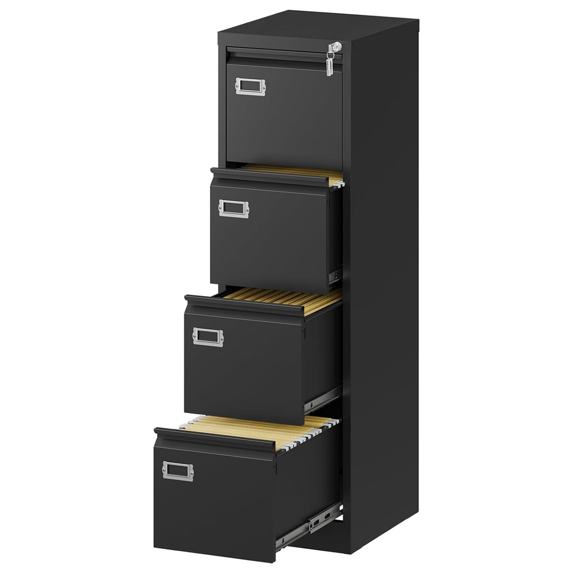 4 Drawers Vertical File Cabinets - Lateral Filing Cabinets - Metal Steel Lockable Storage Cabinets for Home Office to Hanging Files Letter/Legal/F4/A4 Size
