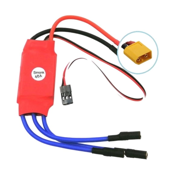 Controlador eléctrico sin escobillas 40A ESC con conector banana de 3,5 mm, entrada 5V3A BEC, soporte 2-4S, Glider Plátano a XT60 Hugo controlador de velocidad