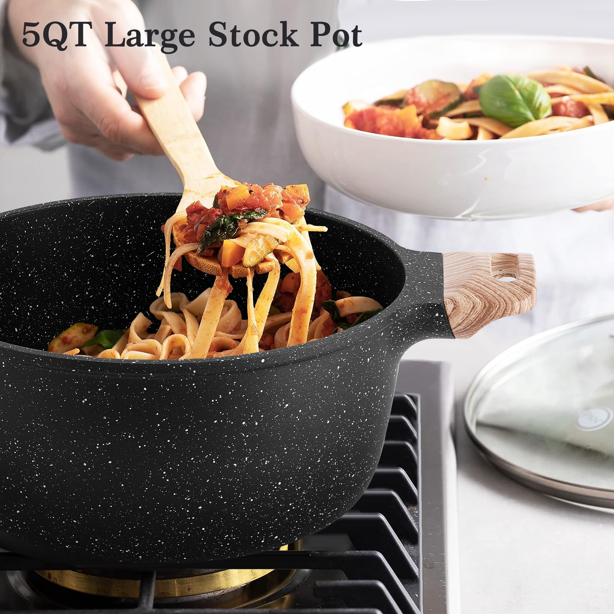 Caannasweis 10 Pieces Nonstick Cookware Sets Kitchen Induction Pots and Pans with Baking Pan Set