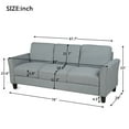 thumbnail image 4 of 3 Seater Sofa, 76" Modern Linen Fabric Tufted Upholstered Accent Sofa with Thicken Cushions and Square Arms 3-Seats Couch with Pillows for Living Room Bedroom Office, Gray, 4 of 7
