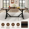 thumbnail image 5 of Blotout 71" Modern Farmhouse Dining Table for 6-8 Person, Rectangular Wood Dining Table with Adjustable Feet, Kitchen Table for Dining Room, Gathering, Kitchen (Brown Black), 5 of 9