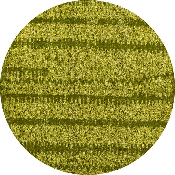 Ahgly Company Machine Washable Indoor Round Oriental Yellow Modern Area Rugs, 6' Round
