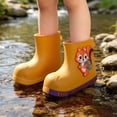 thumbnail image 2 of Angala Rain Boots Lightweight Mid Calf Cartoon Appliques Waterproof Wet Weather Outdoor Dailywear Rain Boots Kids Size 3.5-4 Years Yellow, 2 of 7