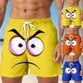 thumbnail image 2 of YUEHUA Men's 3D Cartoon Face Swim Trunks Quick Dry Board Shorts Funny Hawaiian Beach Vacation Bathing Suits with Pockets, 2 of 5