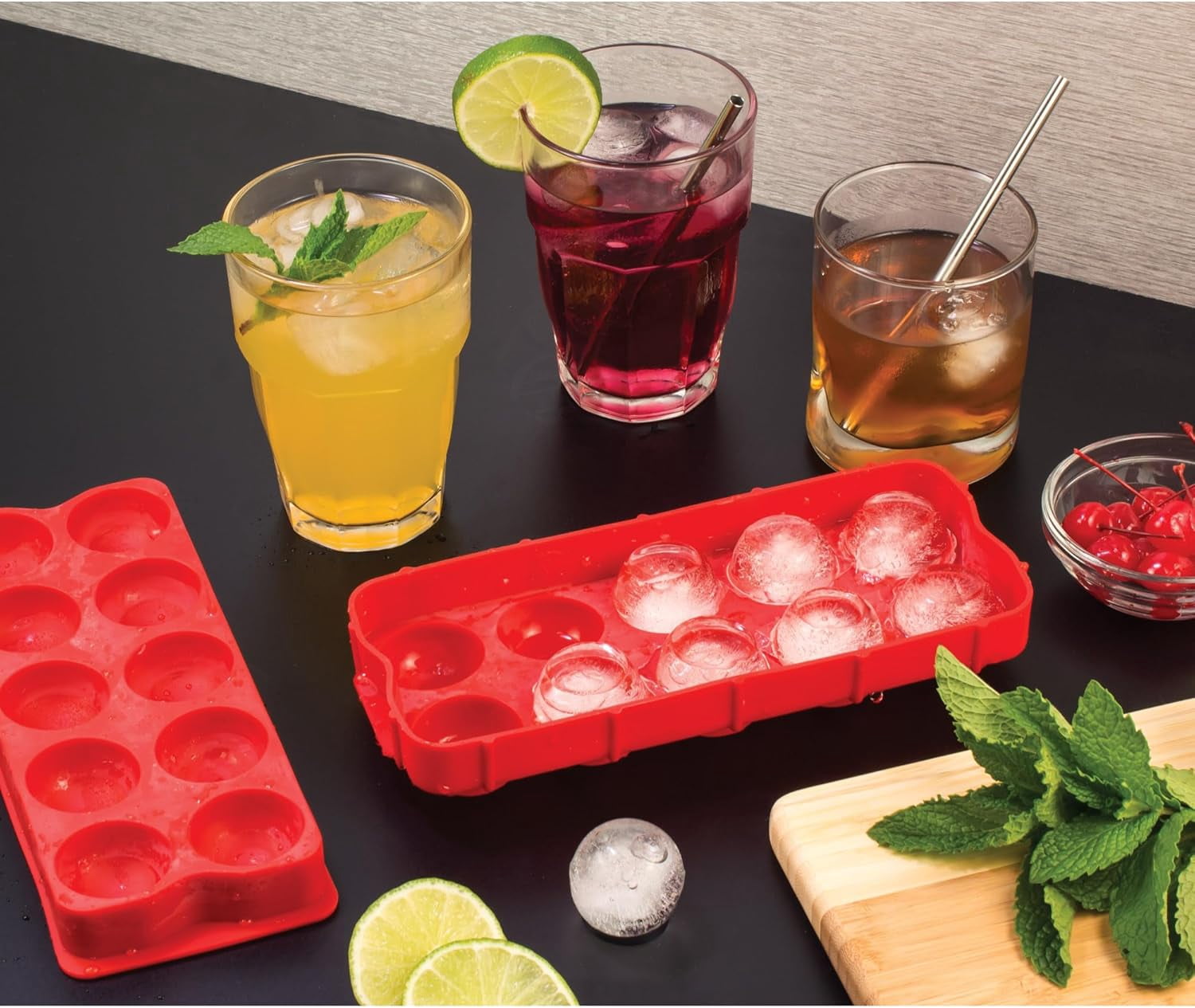Cannonball Silicone Ice Cube Tray, Non-Stick, Makes 10 Large Ice Balls