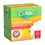 Curad Soothe Plus Medium Rolled Gauze, 3" x 2.5", 5 Ea, 2 Pack