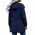 thumbnail image 6 of Mifsaly Rain Jacket for Women Mid Length Water Resistant Zip Up Hooded Windbreaker Jackets Drawstring Elastic Outdoor Fall Winter Outerwear with Pockets Navy,XL, 6 of 8