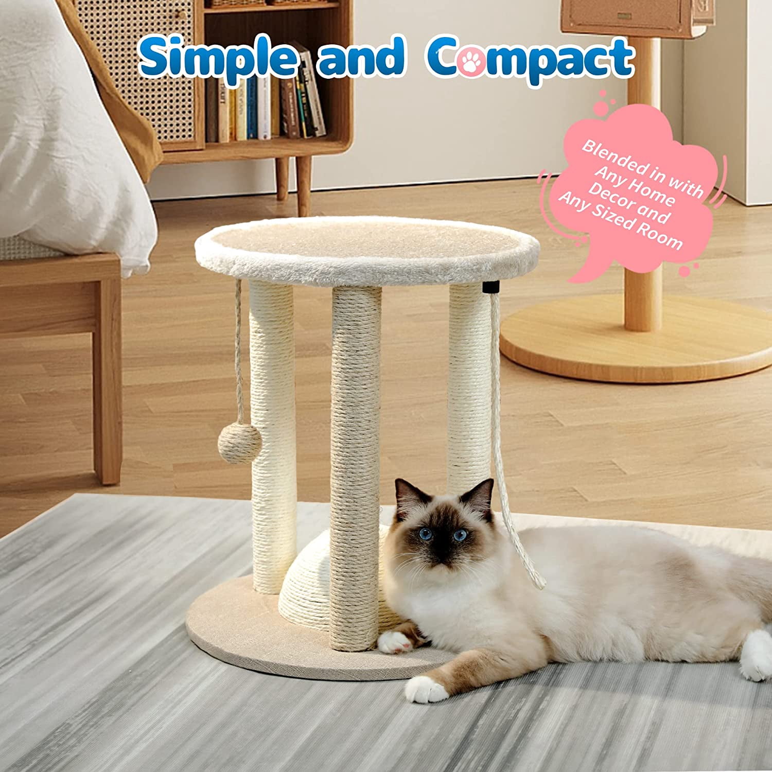 Made4Pets 17 in tall Small Cat 4 in 1 Kitten Scratch Scratching Posts with Assembly Tools, Beige