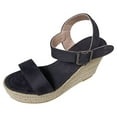 thumbnail image 1 of asddcavvf Women Summer Large Size Wedge Buckle Belt Open Toe Slope Heel Weaving Sandals, 1 of 2