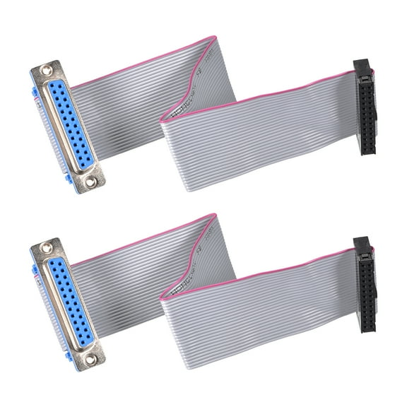 IDC Wire Flat Ribbon Cable DB25 Female to FC-26 Female Connector 2.54mm Pitch 20cm Long , 2pcs