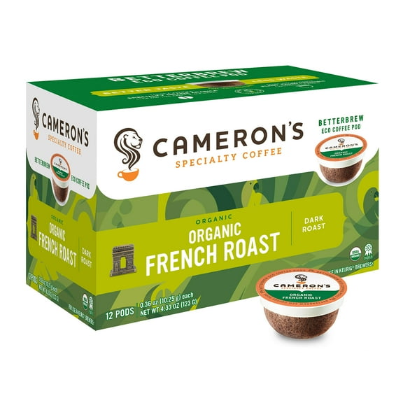 Cameron's Specialty Coffee Organic French Roast Handcrafted Coffee Single Serve Pods, 12 count