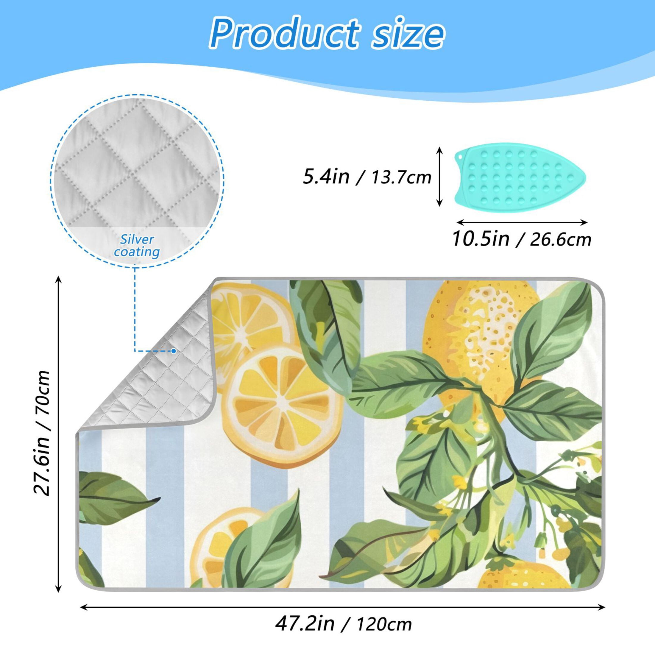 Lemons and Leaves Ironing Mat Blanket Portable Travel Ironing Pad Heat Resistant Pad 47.2" x 27.6”
