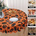 thumbnail image 4 of Halloween Tablecloth 60 Inch Round Spider Web and Pumpkin Table Cloth Ghost Washable Polyester Tablecloths for Holiday Dinner Room Picnic Indoor Outdoor Halloween Party Decorations, 4 of 6