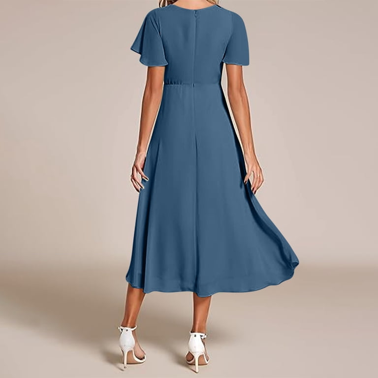 navy blue dress for baby girl Elegant Scoop A-Line Mid-Calf Wedding Dress main image 0