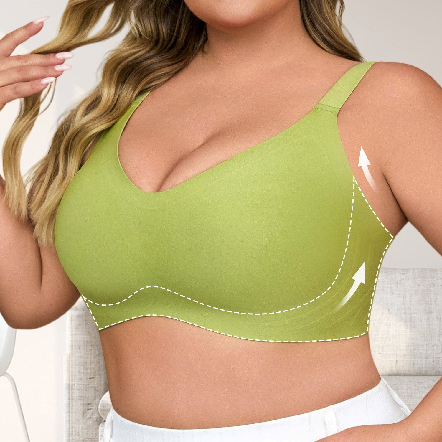 USEASY Wireless Bras for Women Plus Size Full Coverage Push Up Bra Comfort Seamless Bras No Underwire Everyday Bra