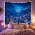 thumbnail image 2 of Snowy Mountain Village with Glowing Cottages and Stone Bridge, Peaceful Rustic for Winter Lovers, Night Scene Art, Christmas Gift, Tapestry Wall Hanging for Bedroom and Living Room, 2 of 7