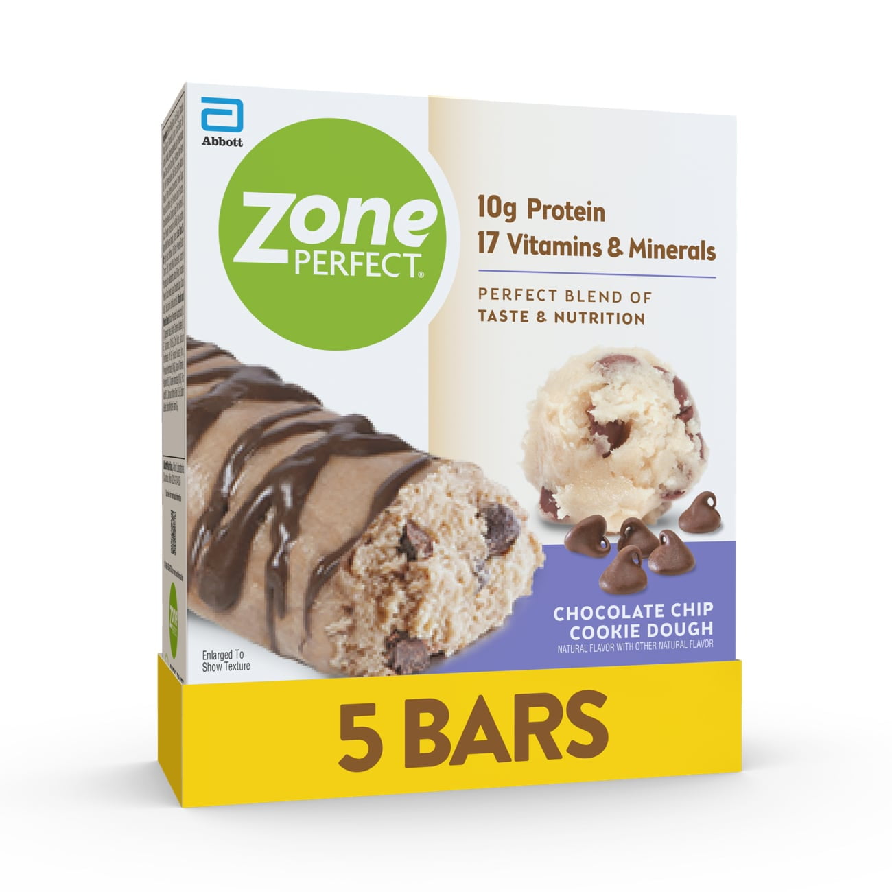 ZonePerfect Protein Bars, Snack For Breakfast or Lunch, Chocolate Chip Cookie Dough, 5 Count