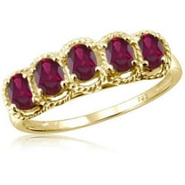 JewelersClub Ruby Ring Birthstone Jewelry – 1.00 Carat Ruby 14K Gold Plated Silver Ring Jewelry – Gemstone Rings with Hypoallergenic 14K Gold Plated Silver Band