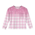 thumbnail image 4 of XADYUY Long Sleeve T Shirts for Girls 10-12 Crewneck Winter T Shirts for Girls Casual Basic Top for Girls Trendy Plaid Girls Blouses with Pocket,11-12Years, 4 of 4