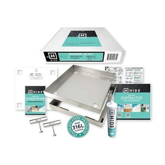 Skimmer Lids HSL1212KIT 306 mm & 12 in. Kits & Tile 1-1.25 in. Depth Hide Skimmer Lid Kit