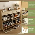 thumbnail image 3 of M optimized Rattan Shoe Storage Cabinet, Shoe Organizer with 4 Flip Drawers, 2 Drawers, Farmhouse Entryway Table Shoe Cabinet, Wooden Shoe Storage for Entrance, Hallway, Natural Color, 3 of 9