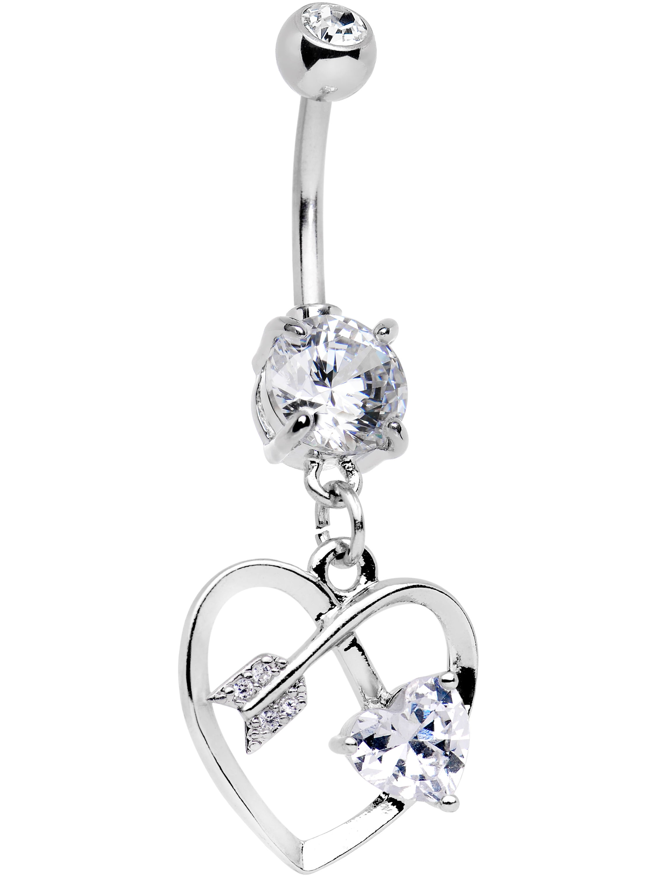 Body Candy Steel Shot in The Heart Dangle Belly Ring