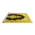 thumbnail image 2 of Ahgly Company Machine Washable Indoor Round Medallion Yellow Traditional Area Rugs, 4' Round, 2 of 4