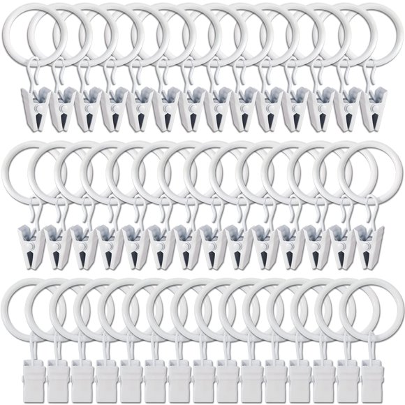 Anillos de cortina con clips WeekSeight, paquete de 44, blancos