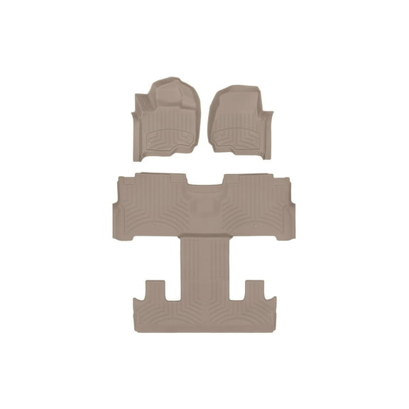 WeatherTech FloorLiner HP Custom Fit Floor Mats compatible with Expedition Max, Navigator L - Complete Set (1st Row, Two Piece - 2nd & 3rd Row), Tan