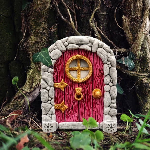 Fiudx Puerta de Jardín En Miniatura, Diseño de Cuento de Hadas, Construcción de Madera Duradera, Decoración de Exteriores, Jardín, Patio o Sala de Estar, 1 Adorno para Puerta, Moldura Hueca para Vent
