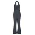 thumbnail image 4 of Ketyyh-chn99 Jumpsuits for Women Tummy Control Long Sleeve Bodysuit Jumpsuit Tops Casual Summer Dressy Romper Sleeveless Wide Leg Long Pants Outfits Black,L, 4 of 5