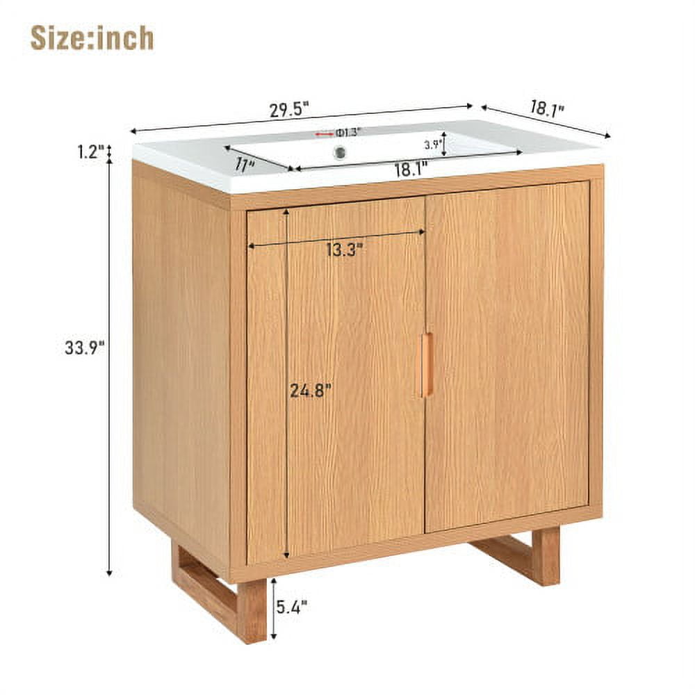 Churanty 30" Bathroom Vanity Set with Sink Combo Cabinet,Bathroom Vanity Storage Cabinet,Solid Wood Frame