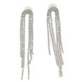 thumbnail image 1 of 2pcs Arc Linear Rhinestones Dangle Earrings Women Alloy Exquisite Fashionable Long Tassel Earrings Jewelry Silver------Product code 64209, 1 of 4