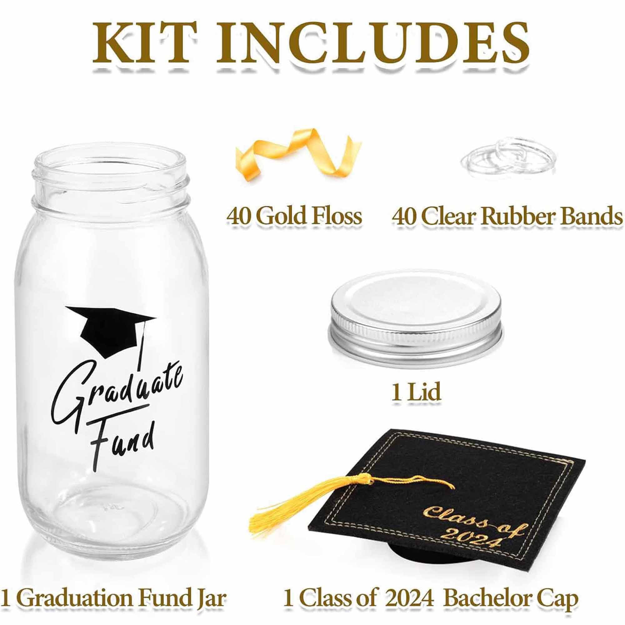 DIY Graduation Mason Jar with Graduation Cap Ribbon Rubber Band