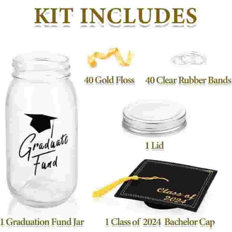 DIY Graduation Mason Jar with Graduation Cap Ribbon Rubber Band