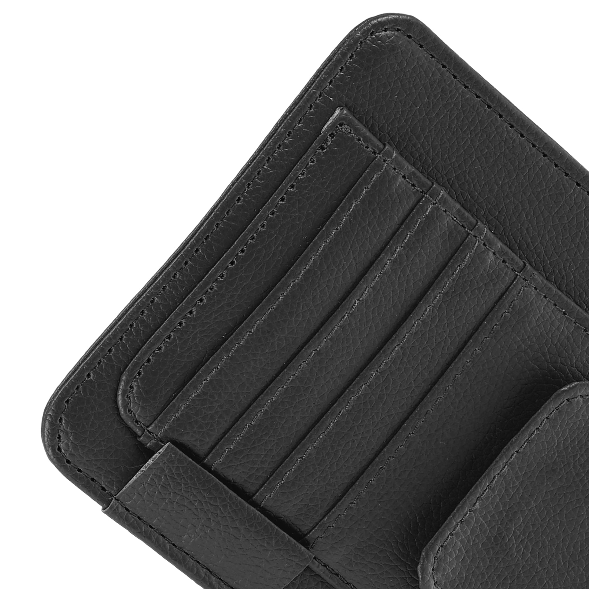 Unique Bargains PU Leather Car Sun Visor Organizer Glasses Holder and Card Holder Black