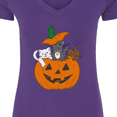 thumbnail image 4 of Inktastic Halloween Kitties in Pumpkin Women's V-Neck T-Shirt, 4 of 5