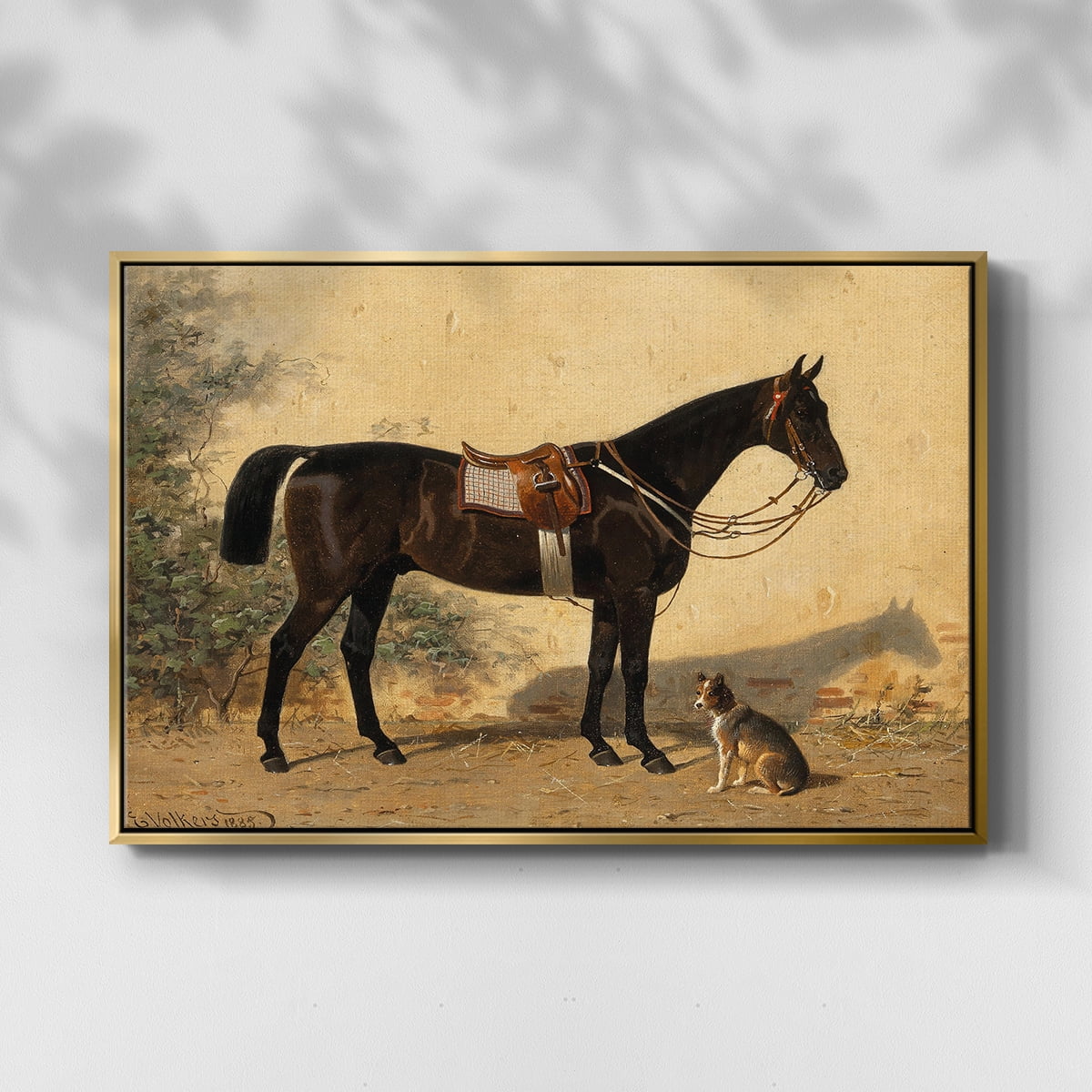 Vintage Animal Print-XLVI By Wexford Home Framed in Gold Wood Gallery Wrapped Canvas 17 in. x 25 in.