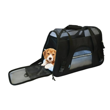 KritterWorld 19-Inch Large Soft Sided Pet Carrier Comfort Airline Approved Travel Tote Shoulder Bag for Small Dogs Cats Small Animals Tote w/ Seat Belt Buckle & Removable Fleece