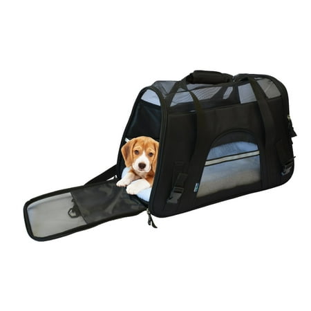 KritterWorld 19-Inch Large Soft Sided Pet Carrier Comfort Airline Approved Travel Tote Shoulder Bag for Small Dogs Cats Small Animals Tote w/ Seat Belt Buckle & Removable Fleece (Best Dog Carrier For Airline Travel)