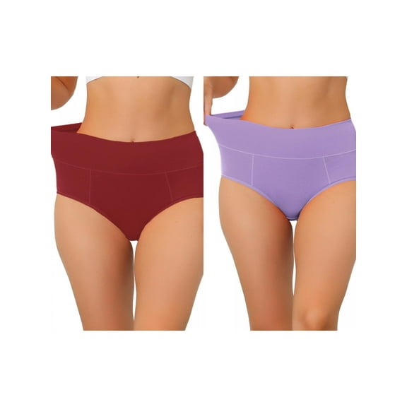 NOMADIC NOOK Women's High Waist (Available in Plus Size), Tummy Control Underwear 2 Packs 3X-Large Burgundy2