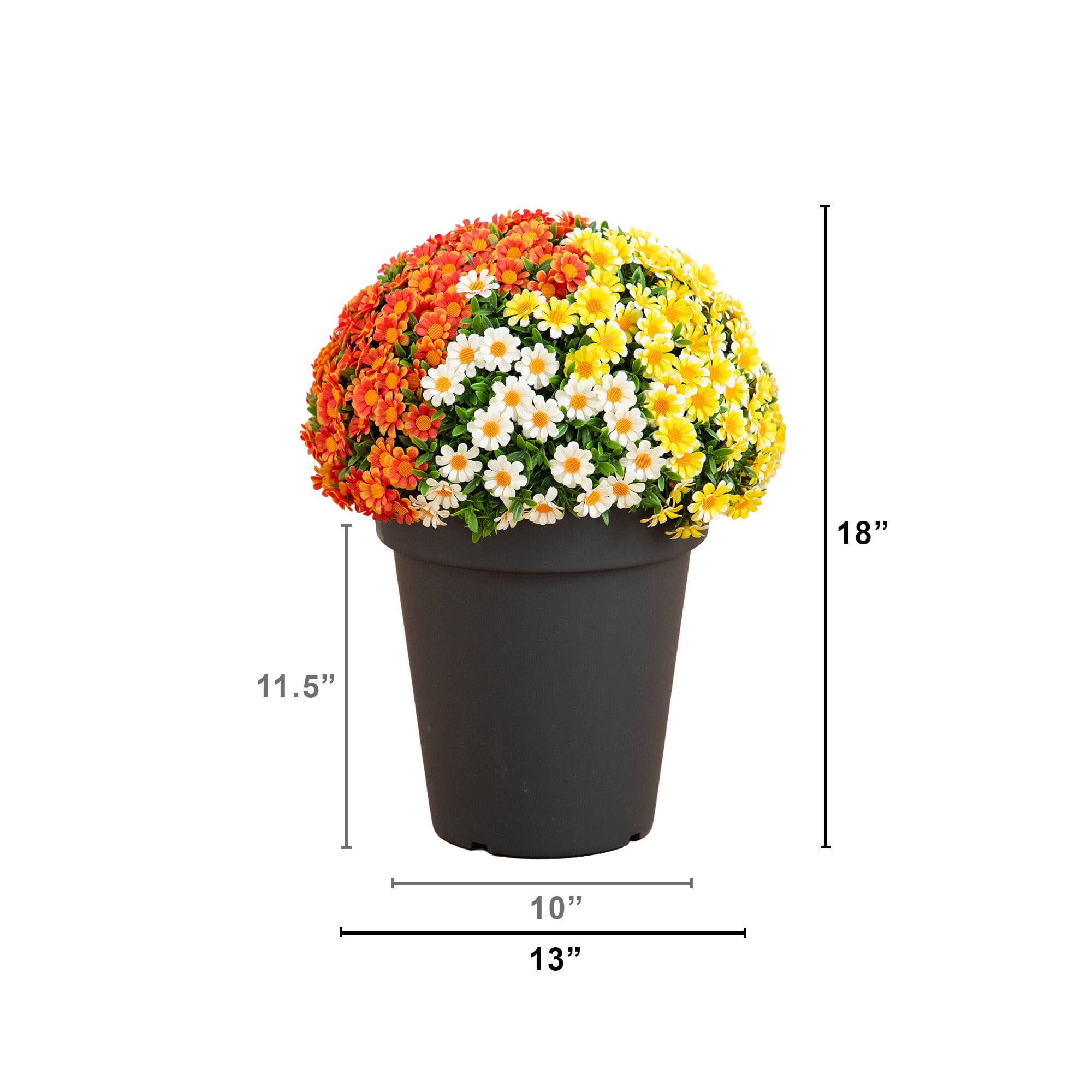 18in. UV Resistant Autumn Artificial Fall Mixed Daisy Plant in Pot (Indoor/Outdoor)